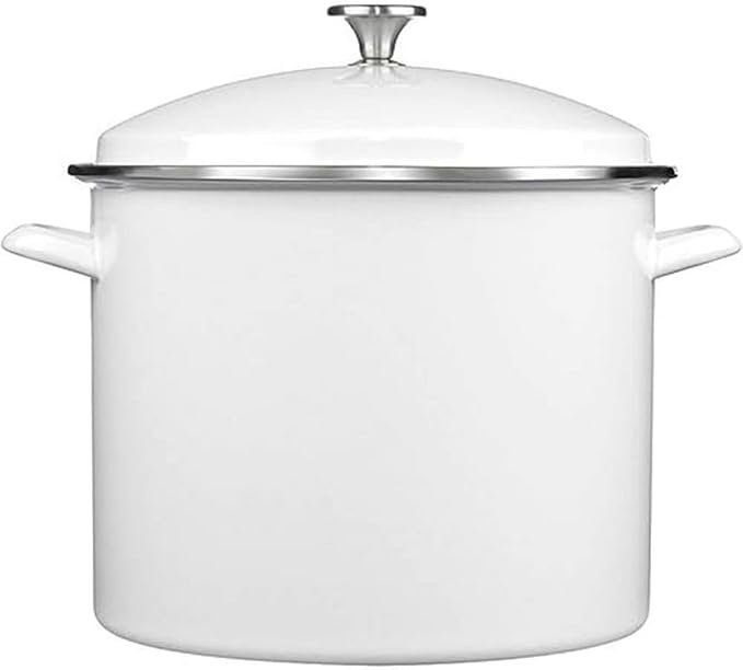Cuisinart Enamel Stockpot with Cover, 16-Quart, White White 16-Quart