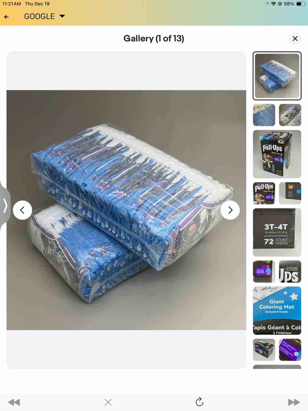 HUGGIES Pull up Training Pant Night-Time ToyStory 12hr Protection Boys 3T-4T 72c