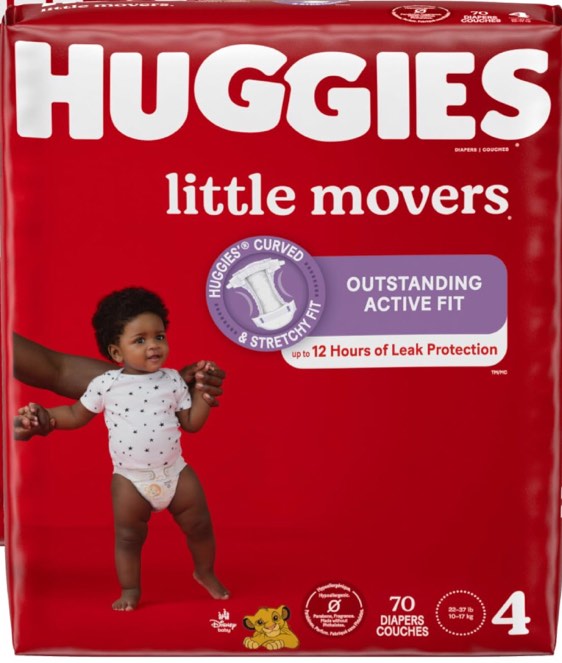 Huggies Size 4 Diapers, Little Movers Baby Diapers, Size 4 (22-37 lbs), 