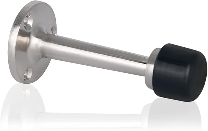 HOMOTEK 12 Pack Heavy Duty Solid Door Stop,Upgrade Durable Zinc Alloy Door Stoppers Wall Mounted with Black Soft Silicone Bumper Tips, Brushed Nickel 12 Pack Brushed Nickel