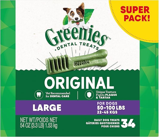 GREENIES Original Large Natural Dental Care Dog Treats, 54 oz. Pack (34 Treats)