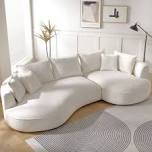 kevinplus 125'' Curved Sofa Couch Cloud Boucle Couch with Chaise Lounge for Living Room, L-Shape Modern Sectional Luxury Upholstery 5-Seat Sofa Couch for Apartment (Left-Facing, Boucle Beige) Visit the kevinplus Store