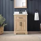 Doveton 24 in. Single Sink Freestanding Weathered Tan Bath Vanity with White Engineered Marble Top (Assembled)
