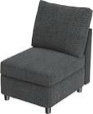 VINGLI Modern Armless Chair Module for Sectional Sofa, Customizable Modular Couch, Fabric Middle Unit, Linen in Dark Grey