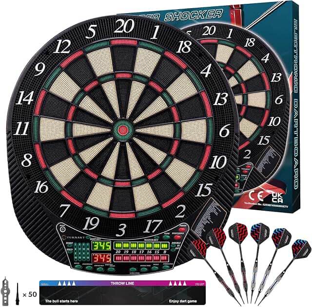 WIN.MAX Electronic Dart Board, LED Display Automatic Scoring Dartboard Sets for Adults with 12 Darts 100 Soft Tips, Dart Board Electronic Scoreboard, Power Adapter incomplete