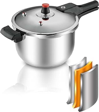 Stainless Steel Pressure Cooker Cookware rice cooker about 2-5 person use explosion-proof Thickened Safety home use durable (4.22 Quart)