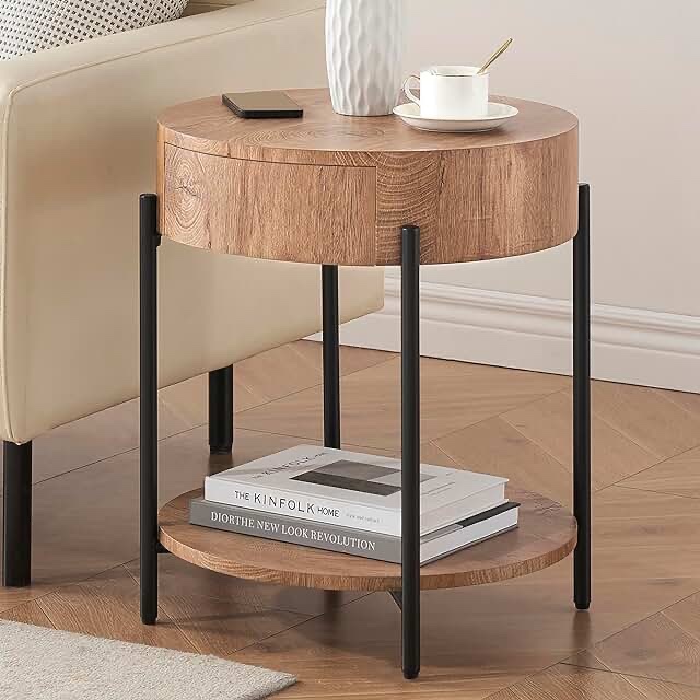 round-end table with self picture similar to lot photo
