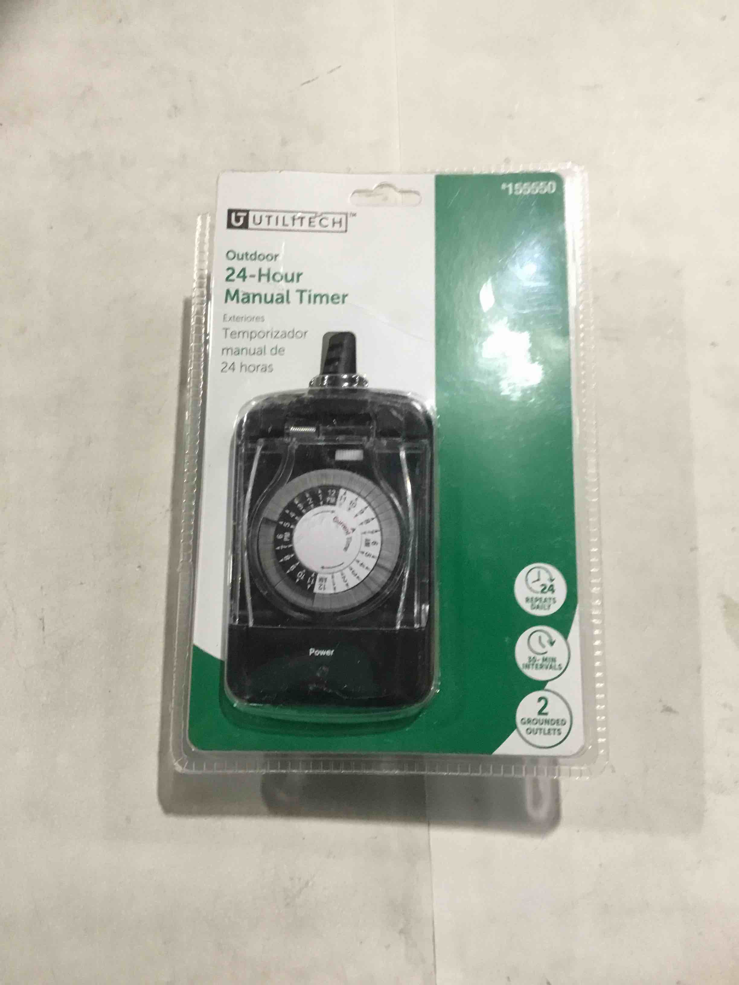 G-Homa 24 Hour Mechanical Outdoor Timer Outlet, Outdoor Timer for Lights, Waterproof, 2 Grounded Outlets, 15A 1/2HP, Heavy Duty, ETL Listed