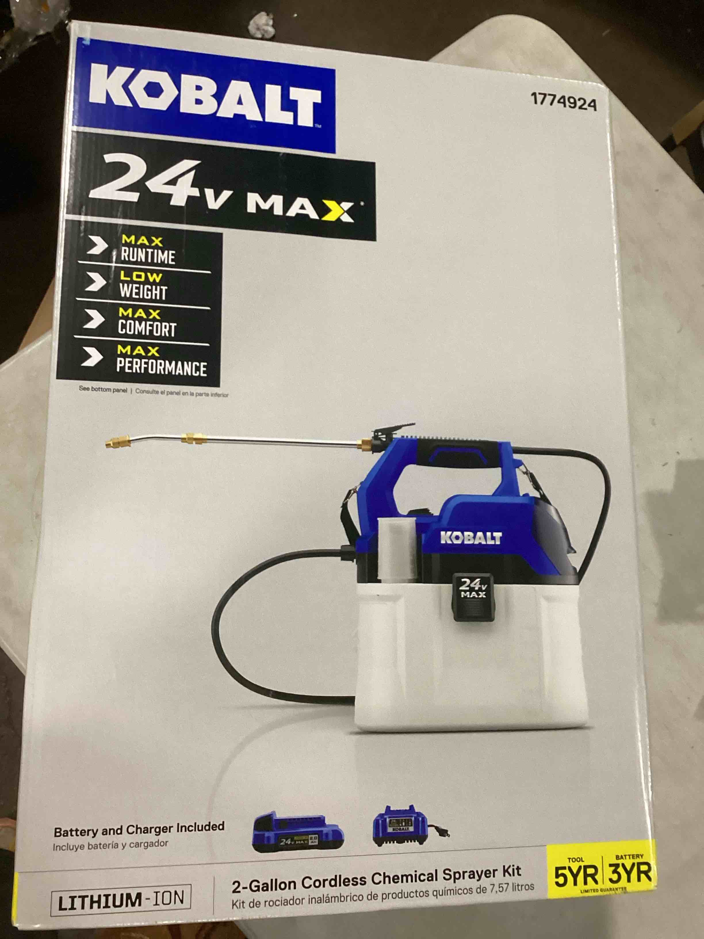 KOBALT 24v max 2-Gallon Cordless Chemical Sprayer kit