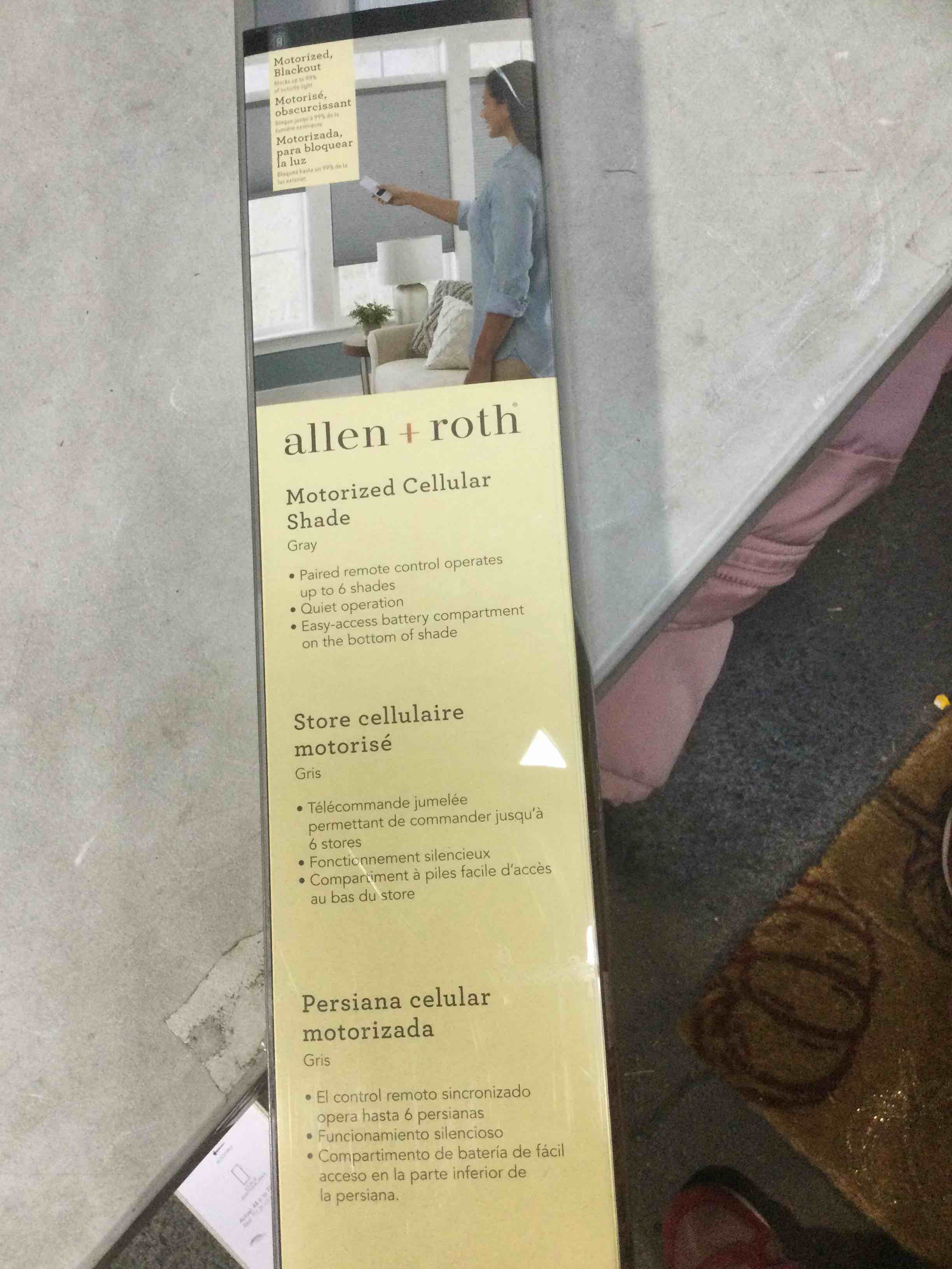 Allen + Roth Motorized Cellular Shade Gray 58 x 72