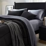 soft jersey knit comforter set Black Just as soft and stretchy as your favorite T-shirt, our jersey knit bedding brings laid-back, lived-in style to any room in your home.