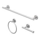 Allen+ Roth Harlow 3Pc Bath Hardware Kit Brushed Nickel Finish This elegant accessory set includes a towel bar, toilet paper holder, and towel ring, all designed with a sleek finish that ensures your space is as practical as it is beautiful.