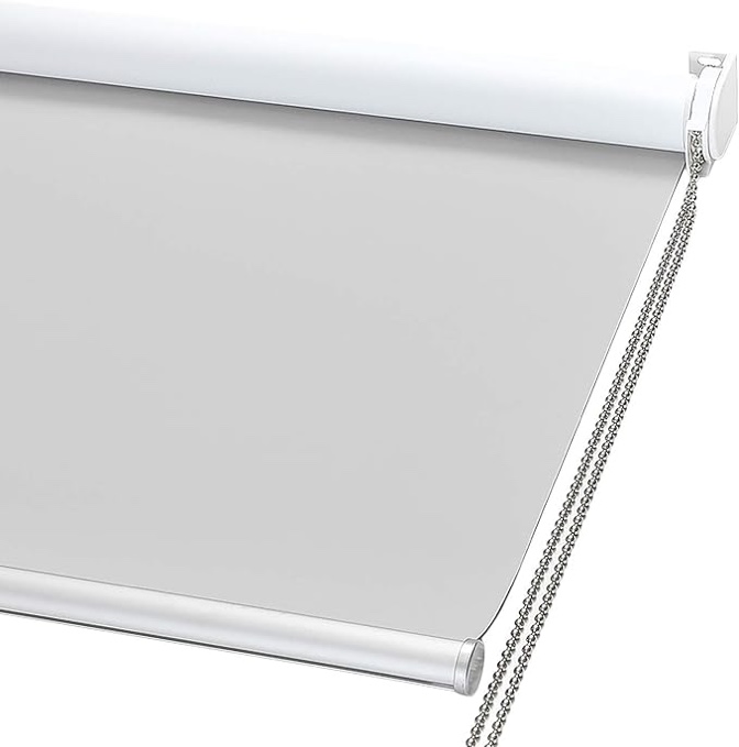 ChrisDowa 100% Blackout Roller Shade, Window Blind with Thermal Insulated, UV Protection Fabric. Total Blackout Roller Blind for Office and Home. Easy to Install.Lightgrey,44" W x 72" H