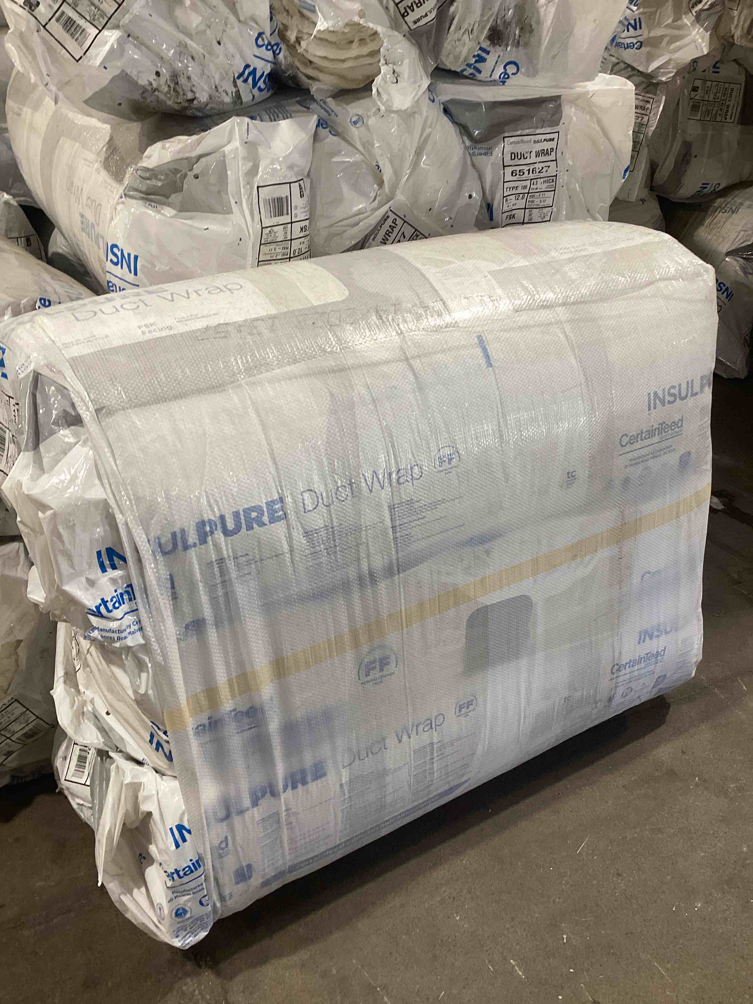 Certainteed Insulpure Duct Wrap. Type 100. 4.9” thick. 48” wide. 40’ long. 160 sq ft per roll. 3 rolls to a bundle