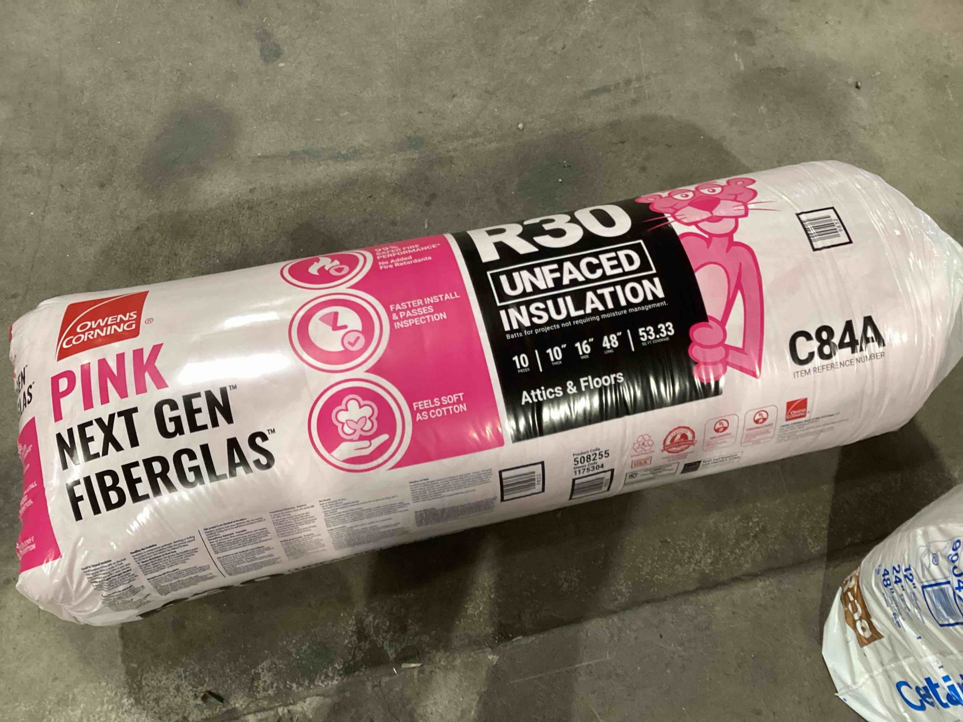 Owens Corning 4 Bags of R 30 Unfaced 16 by 48 Fiberglass Insulation. 53.33 sq ft per roll