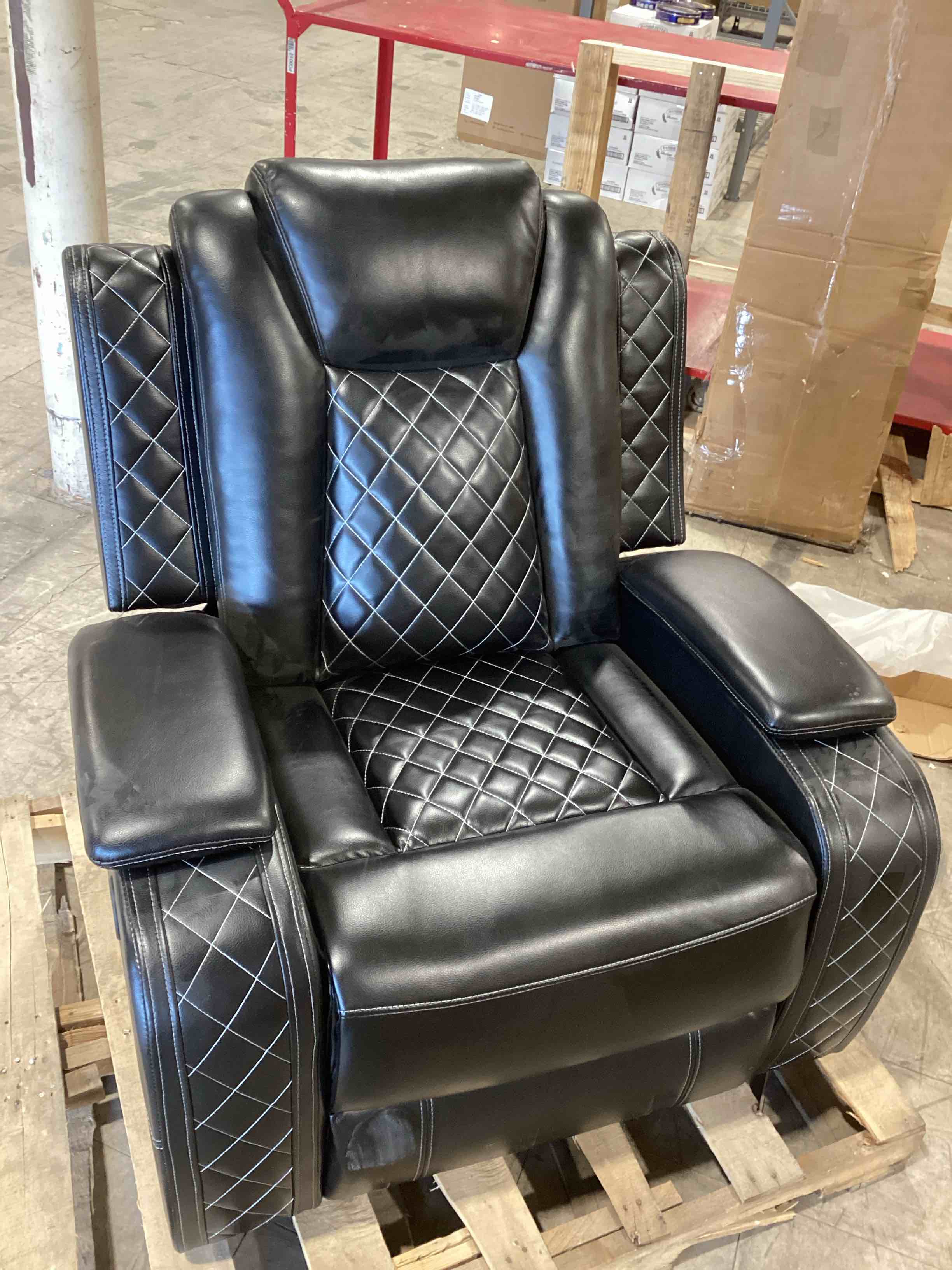 Cenro Power Recliner with armrest storage. Black