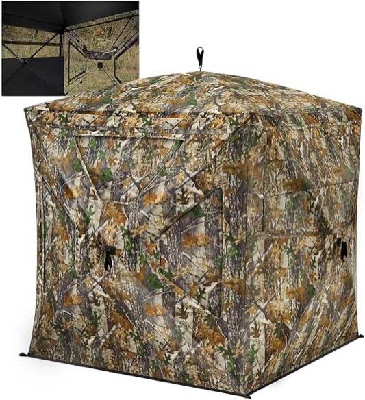 TIDEWE Hunting Blind with Silent Door & Sliding Windows, with Carrying Bag, Portable Resilient Hunting Tent for Deer & Turkey Hunting