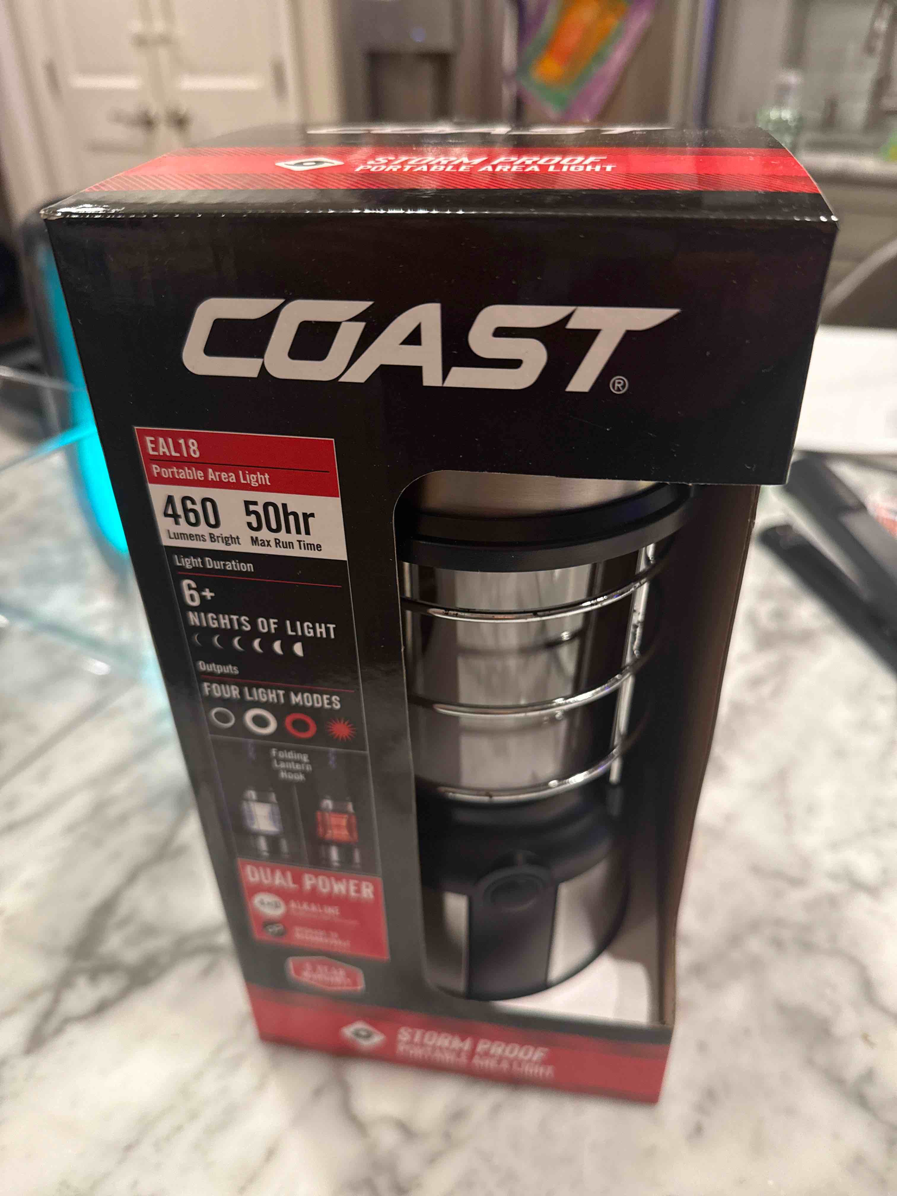 COAST EAL18 460 Lumen Dual Power Dual Color Storm Proof Portable LED Lantern Battery Powered