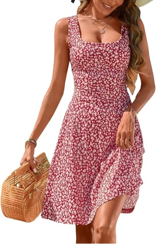 (SIMILAR TO STOCK PHOTO). FENSACE Women's Sleeveless Floral Hearts Midi Dress Casual Tank Dress Small 22190-75