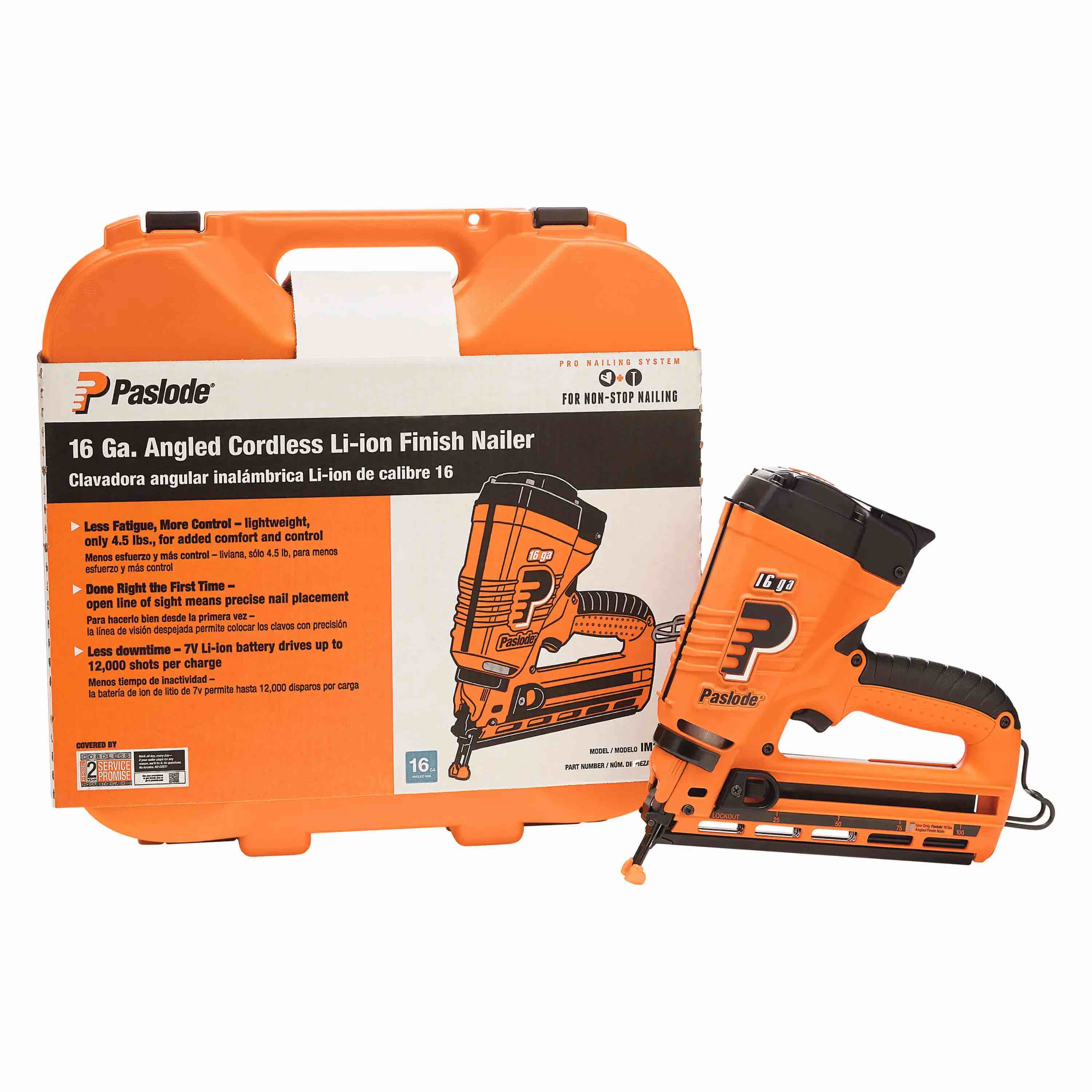 Paslode - Cordless Finish Nailer, 916200, 16 Gauge Angled, Battery and Fuel Cell Powered, No Compressor Needed