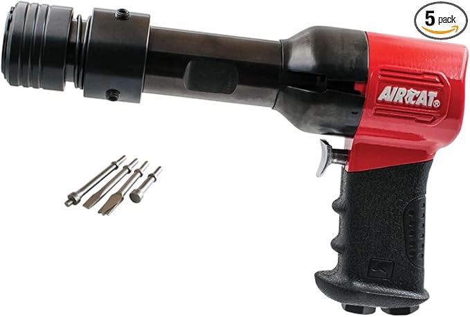 AIRCAT Pneumatic Tools 5300-B: Super Duty 0.498-Inch Shank Air Hammer 1,700 BPM - Kit with 4 Chisels