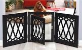Etna 3-Panel Diamond Design Wood Pet Gate - Decorative Black Tri Fold Dog Fence for Doorways, Stairs - Indoor/Outdoor Pet Barrier - 24-48 Inches Wide x 19 Inches Tall