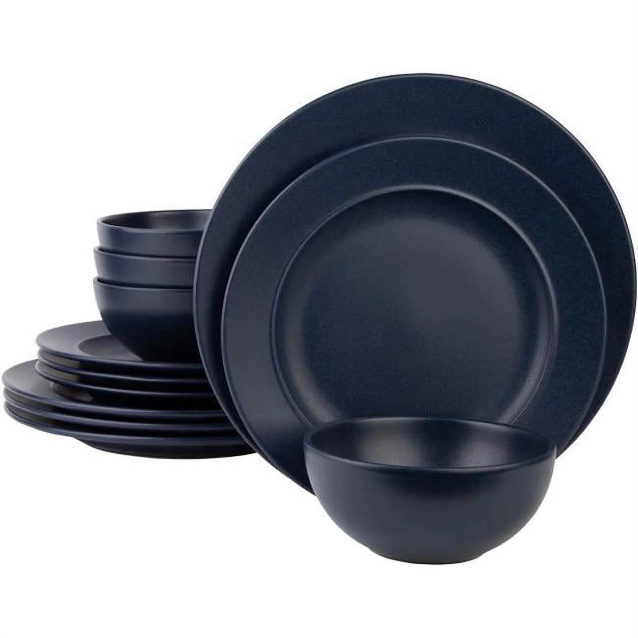 Home Essentials & Beyond 93957 Guarda Navy Blue Matte Dinnerware Set&#44; 12 Piece