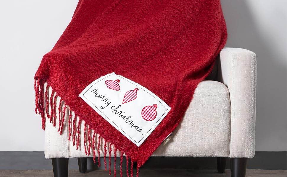 Rae Dunn Throw Blanket- Soft, Decorative Blankets Red Merry Christmas