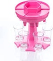 6 Shot Glass Dispenser and Holder- Dispenser for Filling Liquids Buddy Home Party Bar Liquor Cocktail Gift Set Pourer Carrier Stand Holders Caddy Six Cups Included. pink