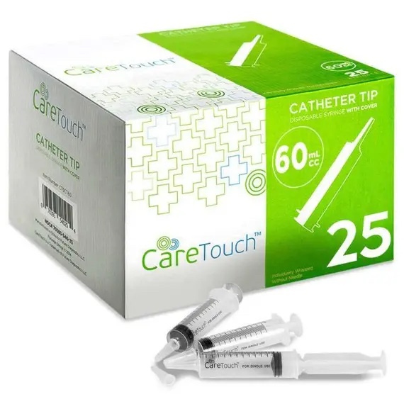 CARETOUCH TIP. DISPOSABLE SYRINGE WITH COVER. 60 ml cc 25 syringes