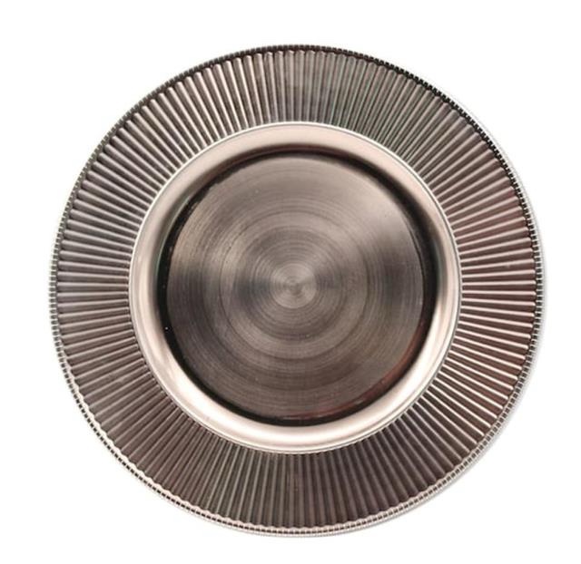 SET OF 9. DECORATIVE CHARGER PLATES. rosegold