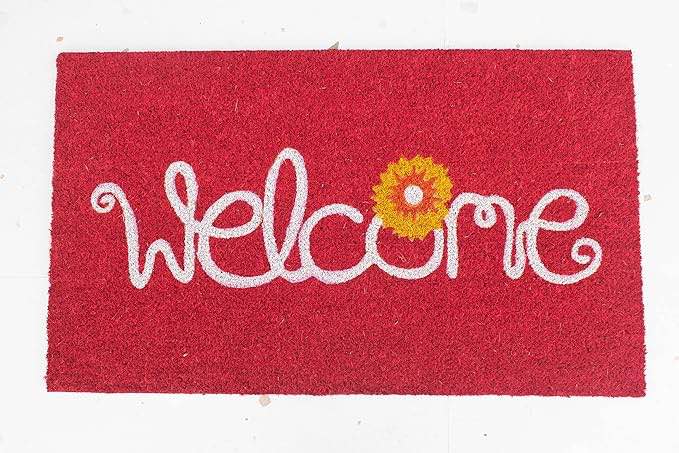 LUXUR WELCOME MAT RED WITH One flower for Christmas