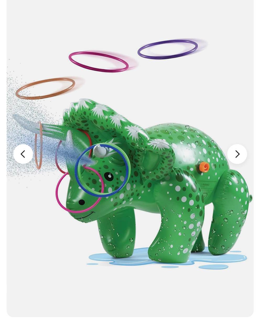 Prextex Dinosaur Water Sprinkler & Ring Toss Combo - Green - Fun Outdoor Toy...