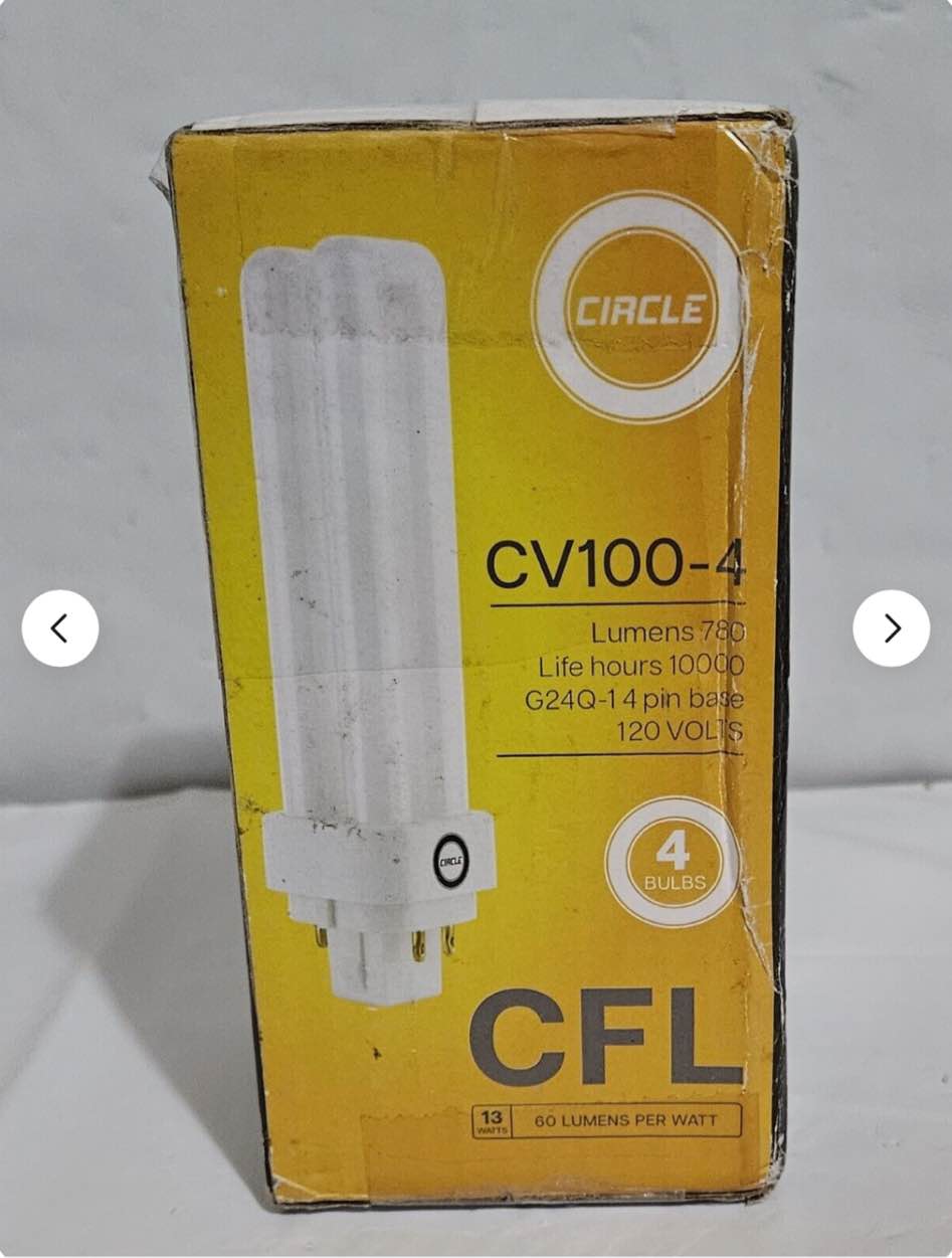 4 pk CIRCLE CV100-4 - 780 Lumens G24Q-1 4 pin base 120V - CFL Lights