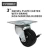 3 in. Black Soft Rubber and Steel Swivel Plate Caster 2 pack