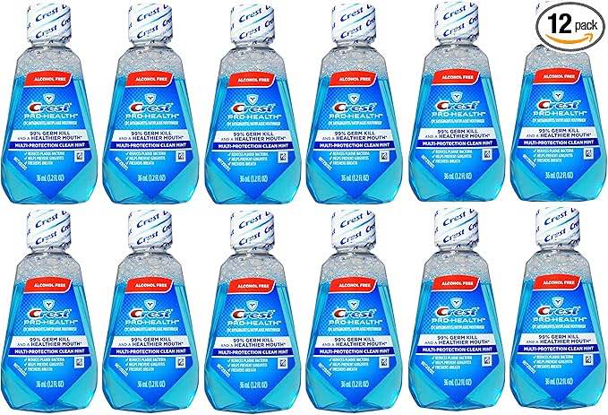 Crest Pro-Health Clean Mint Multi-Protection Mouthwash (Mouthrinse), Travel Size 1.2 oz (32ml) - Pack of 12