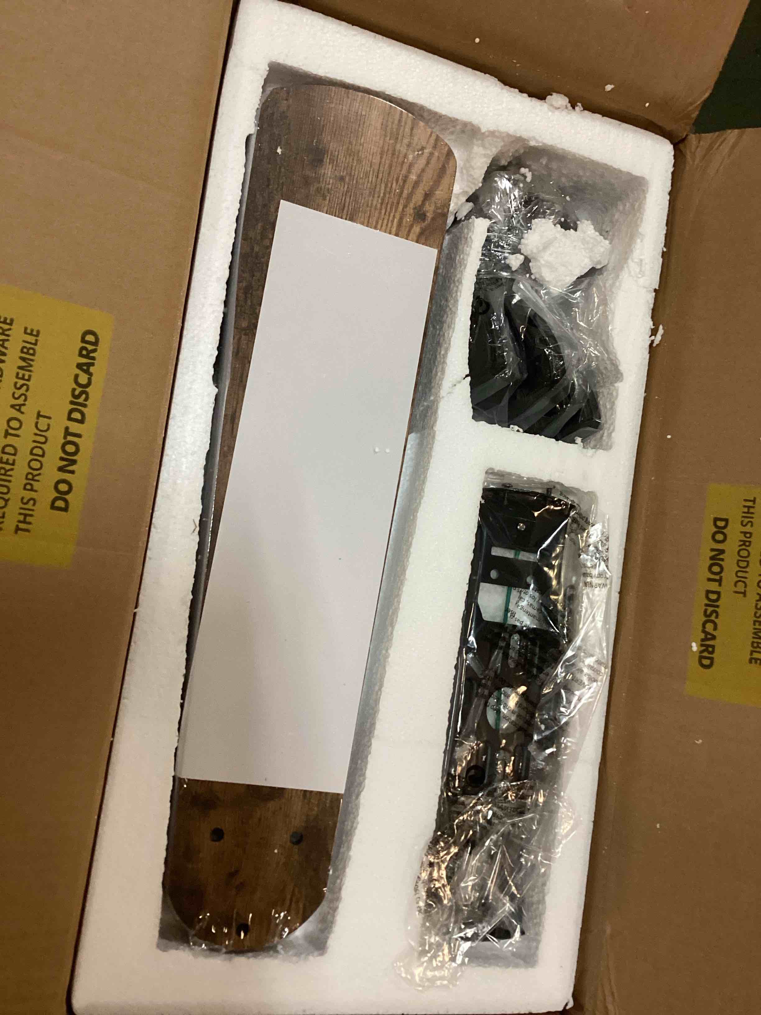 Condition photo showing Good Condition for 48 in. Indoor Matte Black Reversible Blades Flush Mount Ceiling Fan with Light Kit and Remote