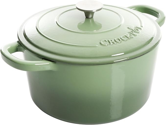 Crock-Pot Artisan Round Enameled Cast Iron Dutch Oven, 7-Quart, Pistachio Green 7-Quart Pistachio Green