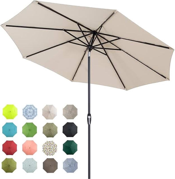 Tempera 7.5' Outdoor Market Patio Table Umbrella with Auto Tilt and Crank, Large Sun Umbrella with Sturdy Pole&Fade resistant canopy, Easy to set, Apple Green Apple Green 7.5ft