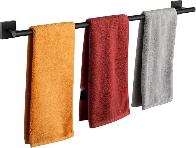 KOKOSIRI 36'' Towel Rails Bathroom Towel Bars Matte Black 36 Inch Bath Towel Holder for Washroom Kitchen Wall Stainless Steel B5005BK-L36