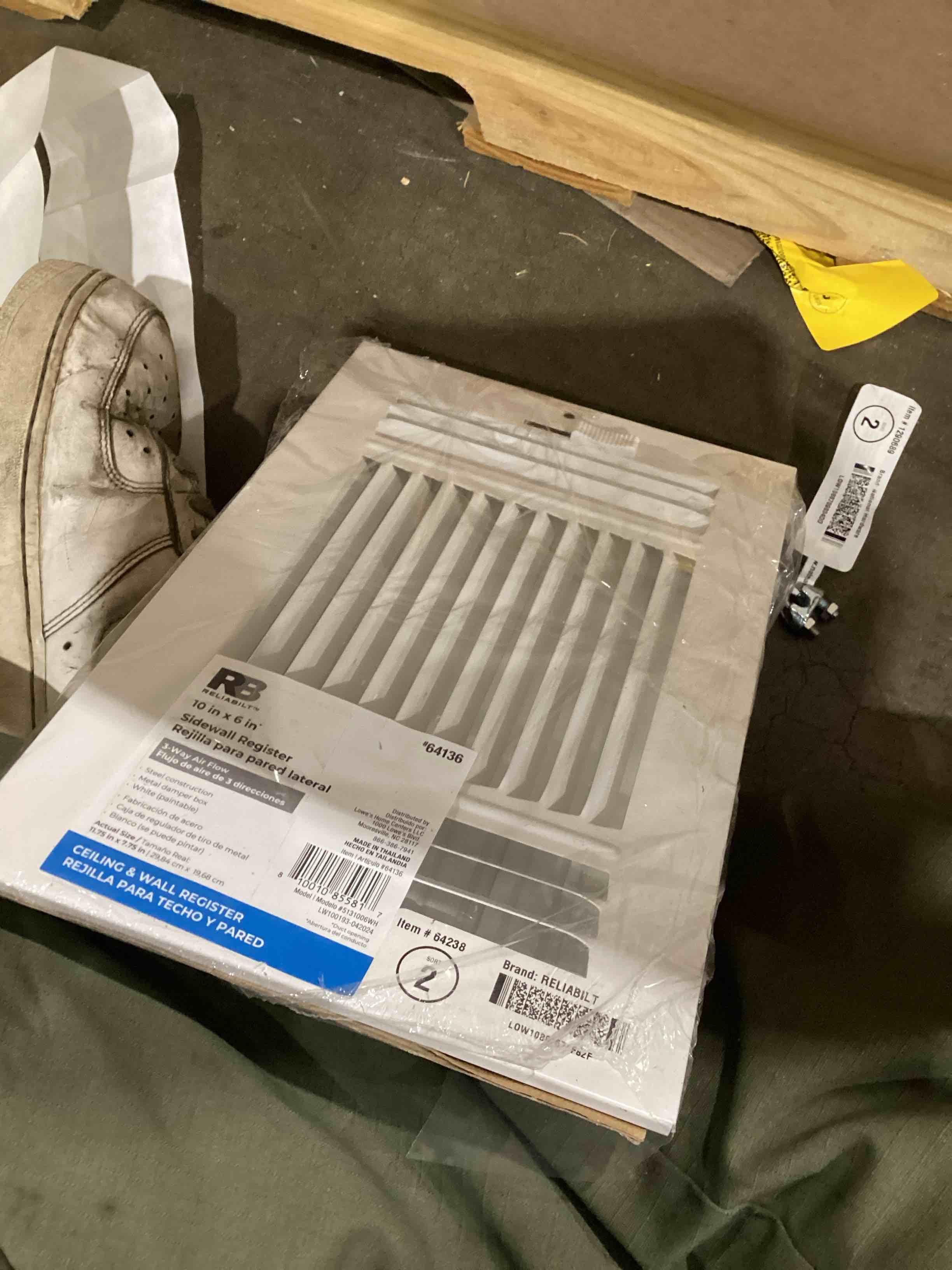 reliabuilt 10x6 in sidewall register