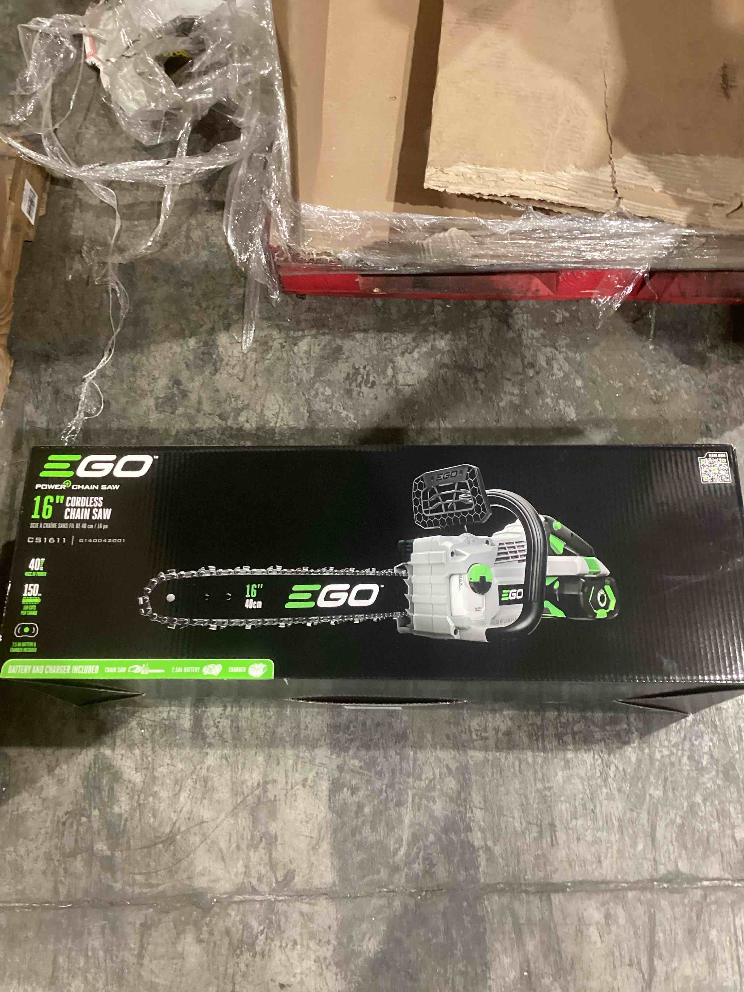 EGO Power+ CS1611 16-Inch 56V Lithium-ion Cordless Chainsaw - Battery and Charger Included, Black