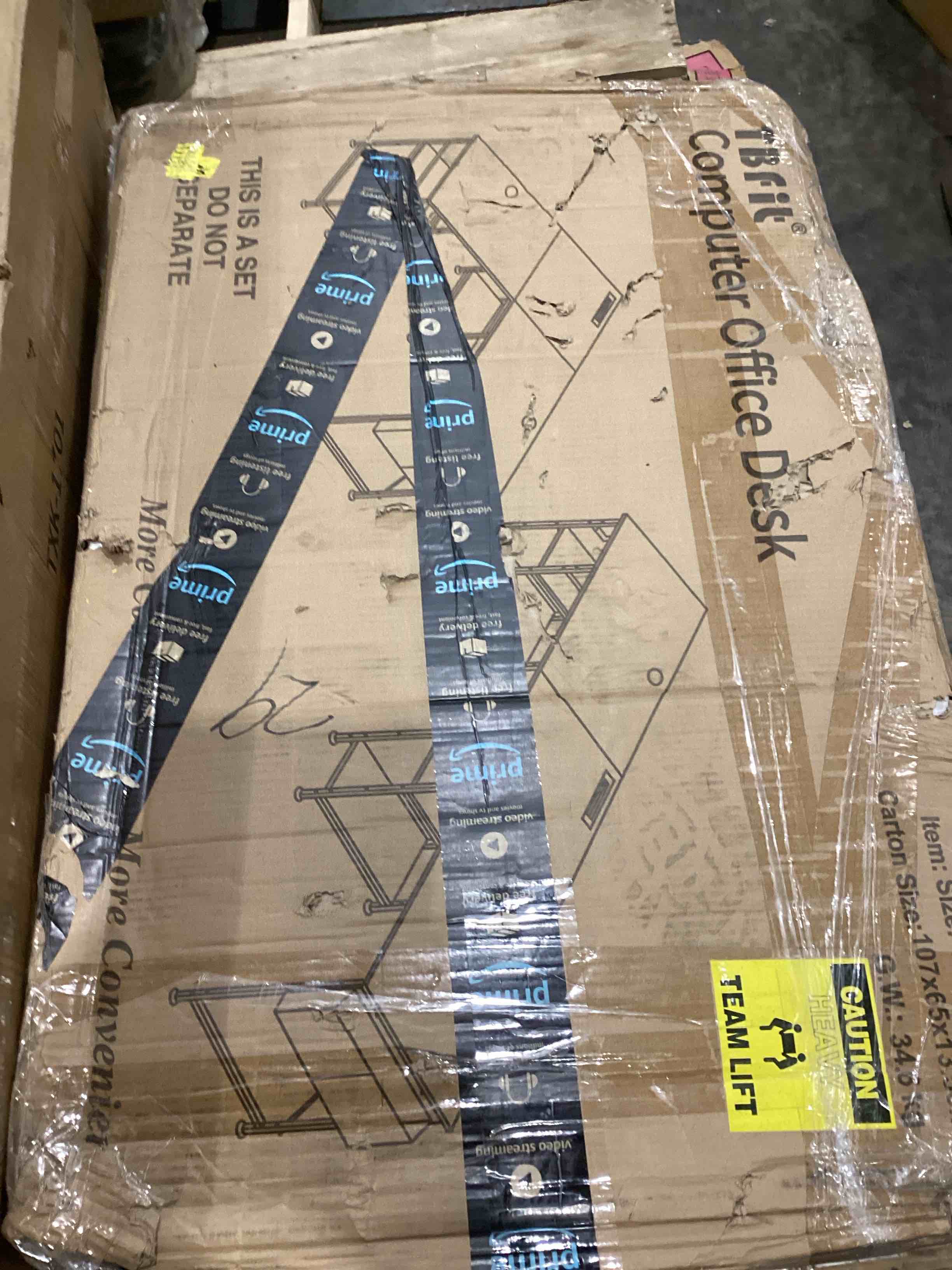 tbfit computer office desk, rustic brown