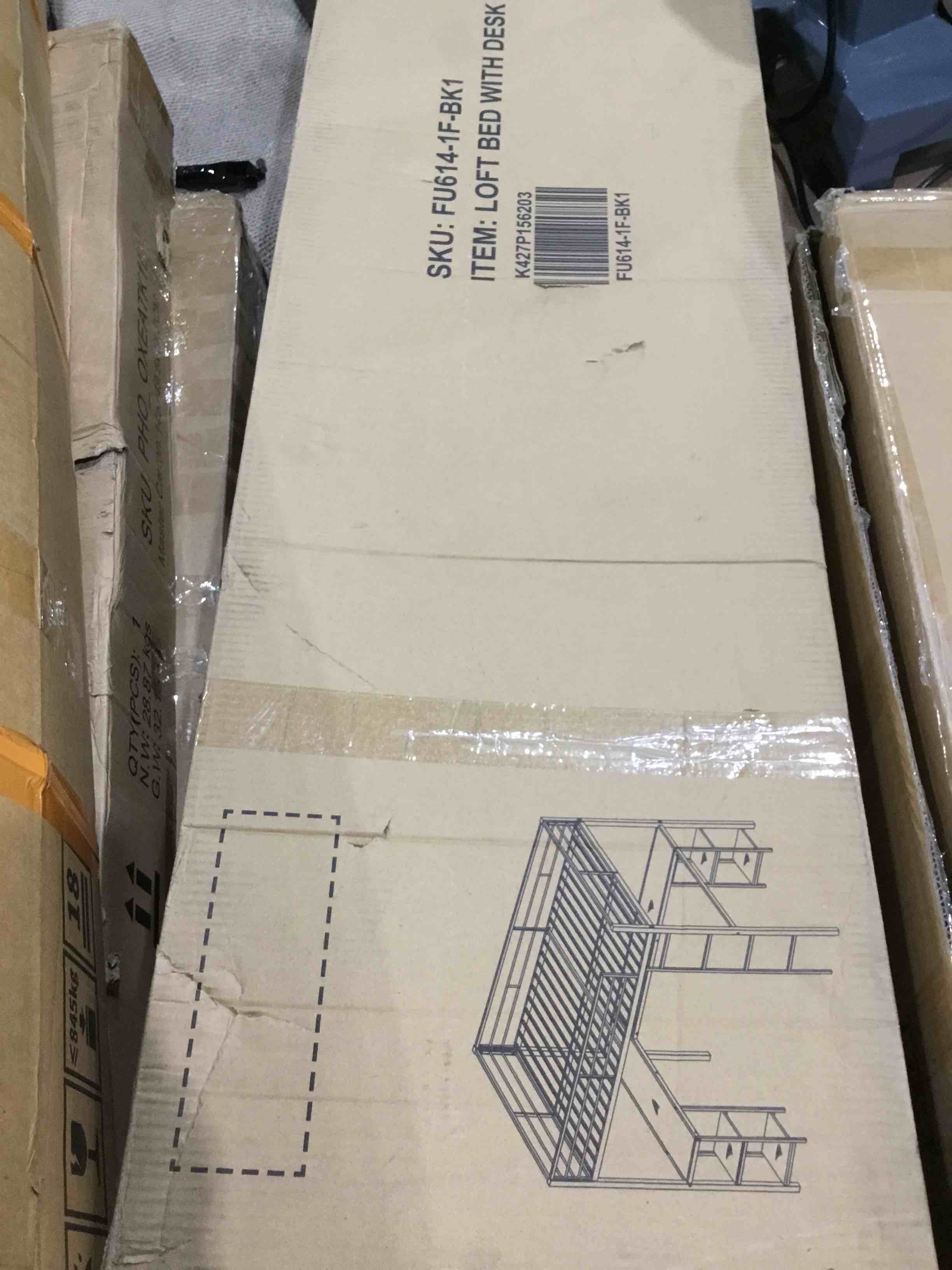 loft bed with desk qty: carton 1 of 2