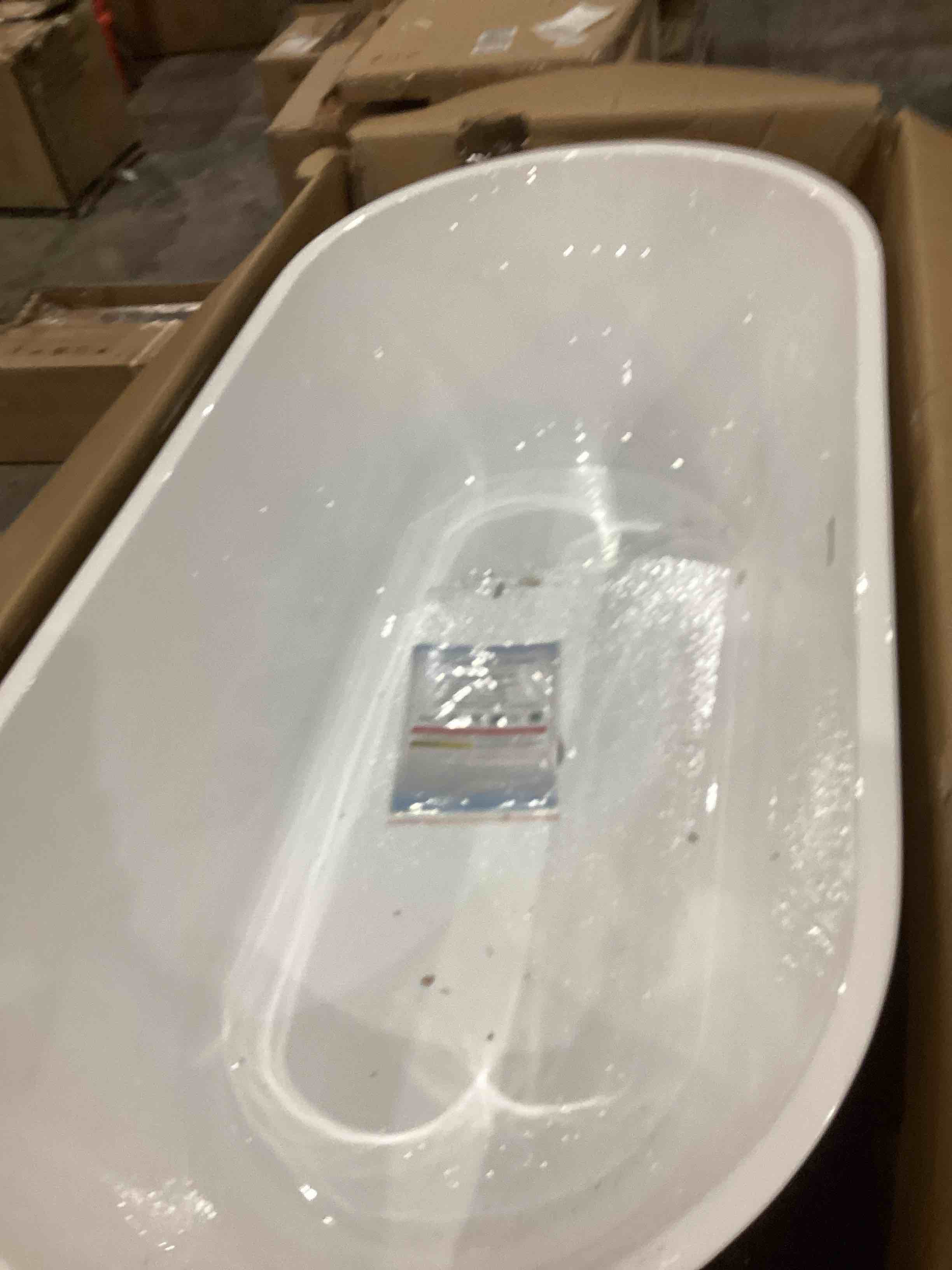 Woodbridge BTA1513/B0013 Acrylic Freestanding Bathtub Contemporary Soaking Tub Overflow and Drain BTA1513-B,with Brushed Nickel F0001, 67" B-0013 + Faucet F-0001