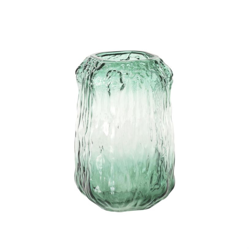 UMA Green Glass Handmade Decorative Vase, 5" x 5" x 9"