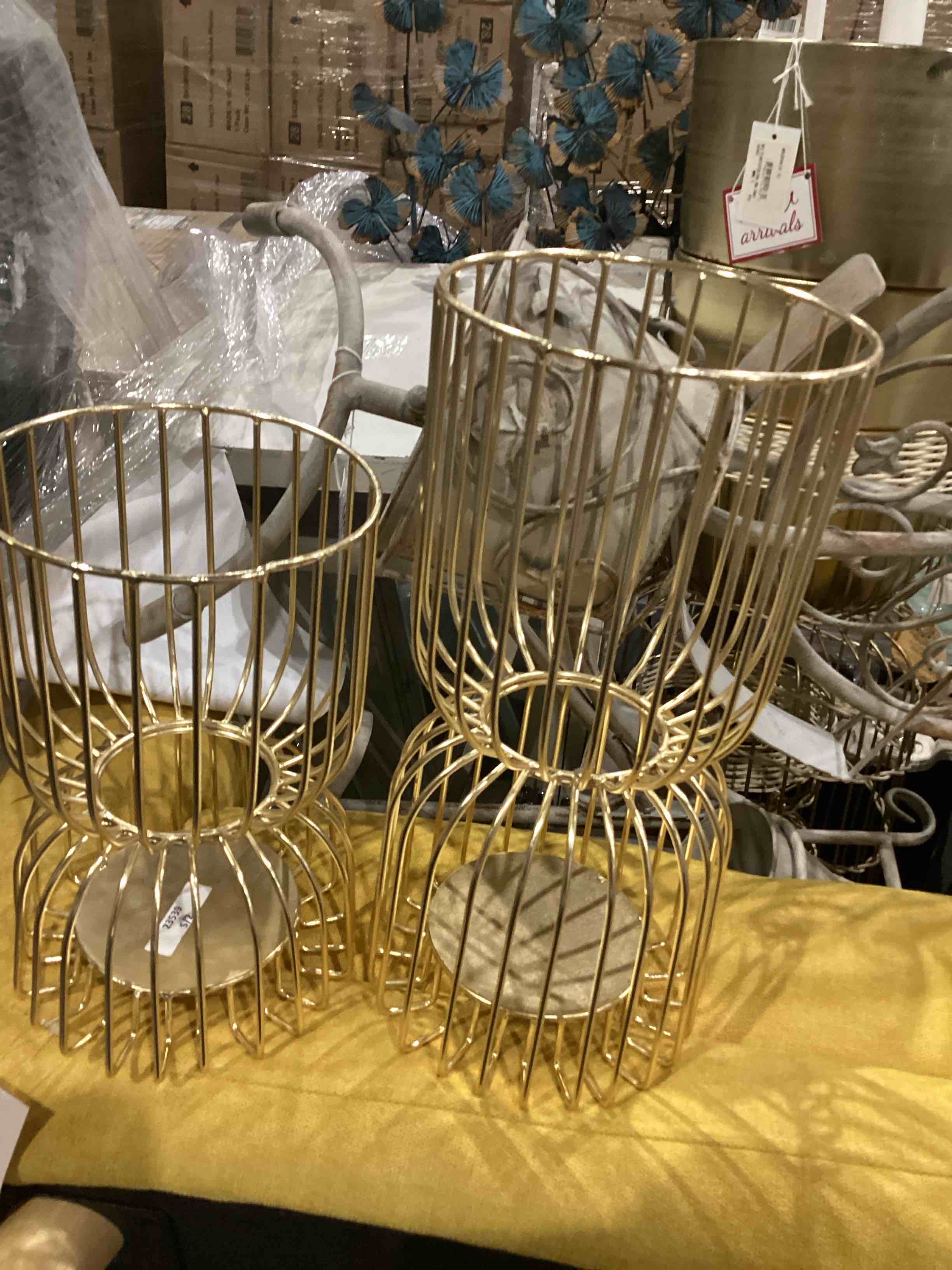 UMA CosmoLiving by Cosmopolitan Gold Metal Pillar Decorative Candle Holder, Set of 2