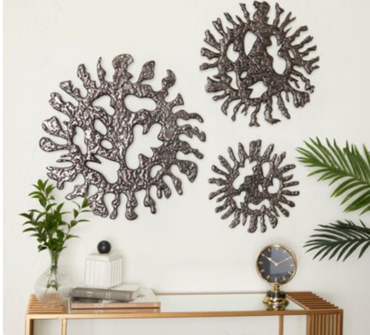 Grayson Lane 21-Inches W x 21-Inches H Metal Sunburst with Textured Pattern Abstract Wall