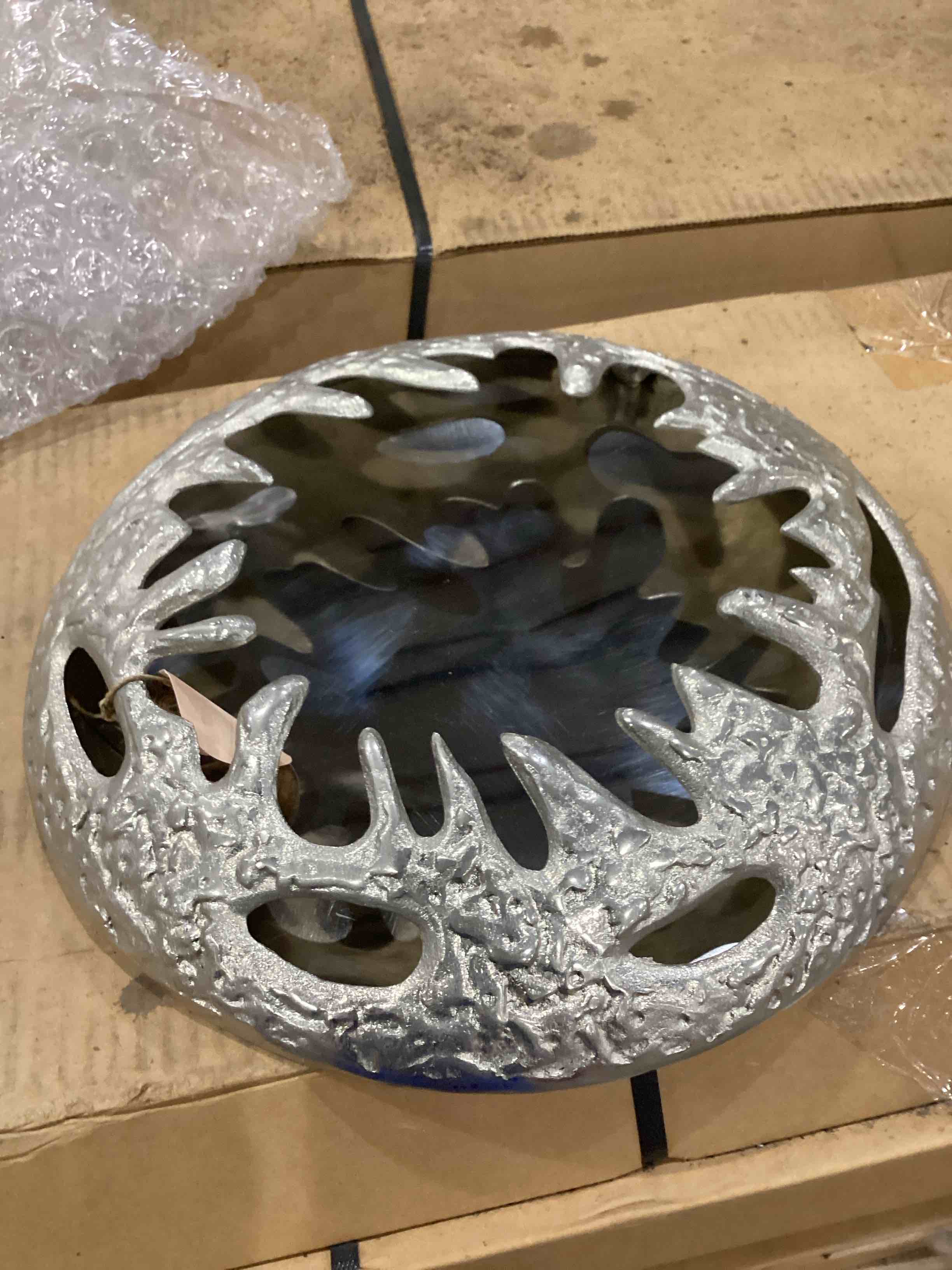 Silver Aluminum Metal Sunburst Home Wall Decor with Textured Pattern