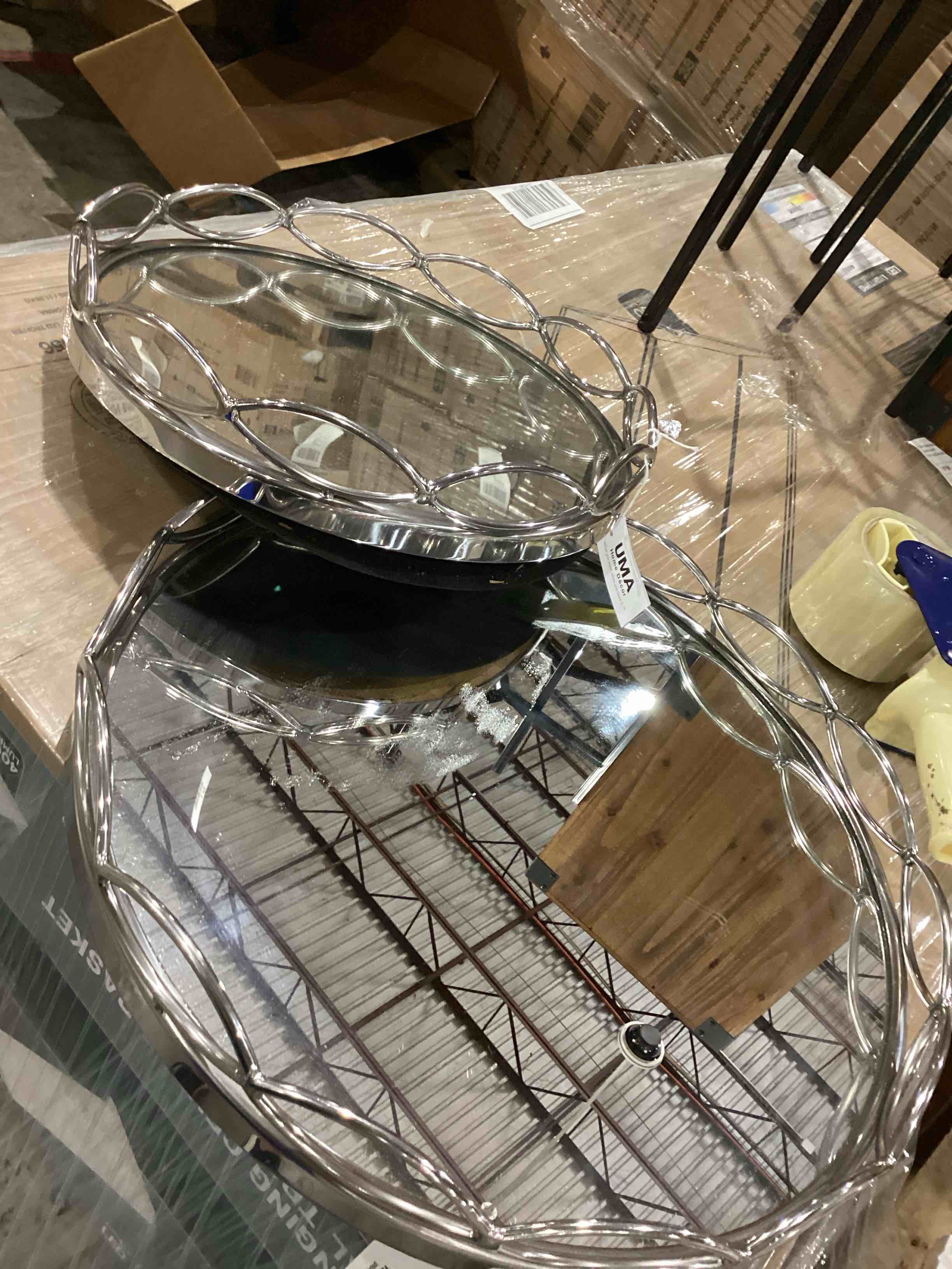 uma steel mirror tray set